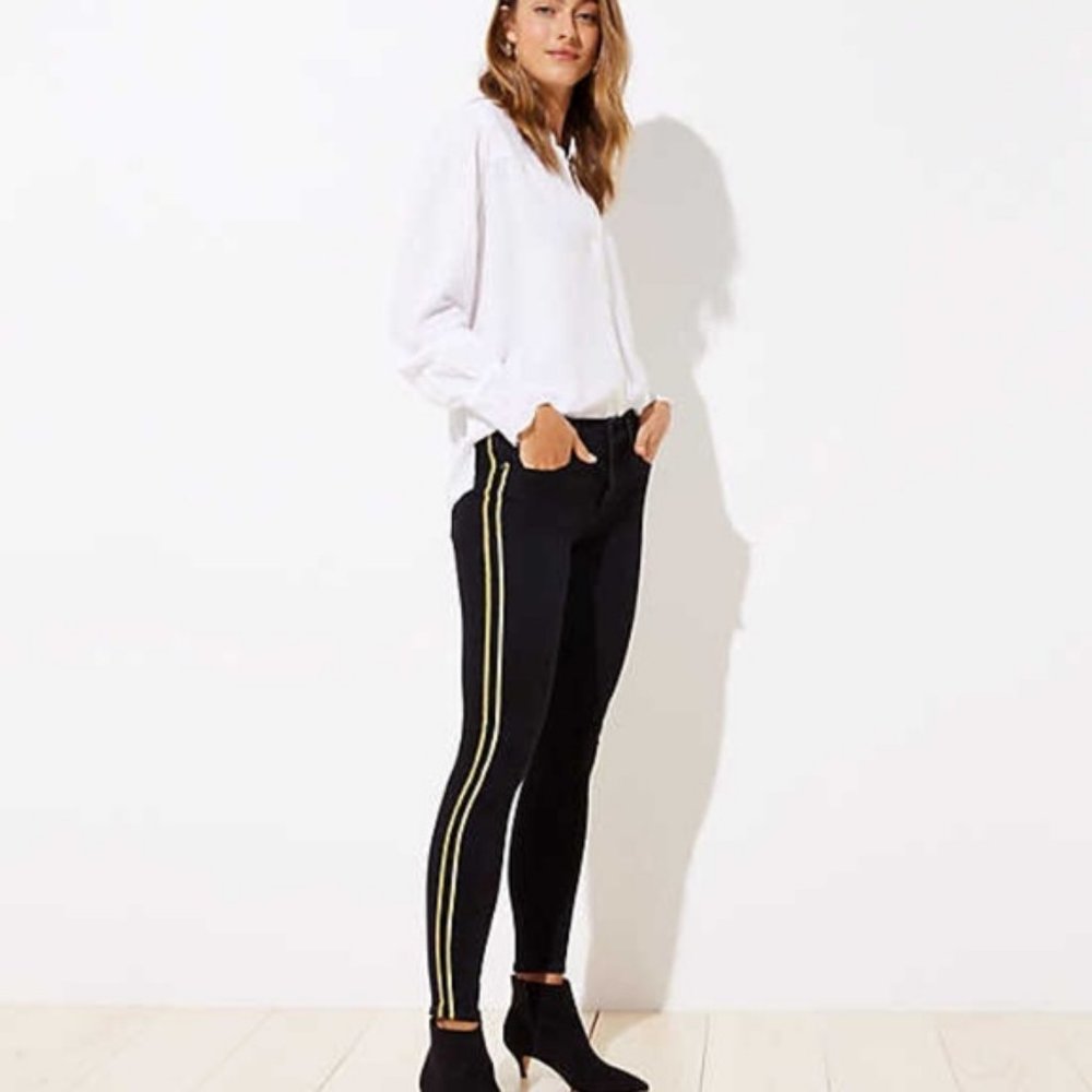 New LOFT Women's Shimmer Side Stripe Skinny Jeans 20